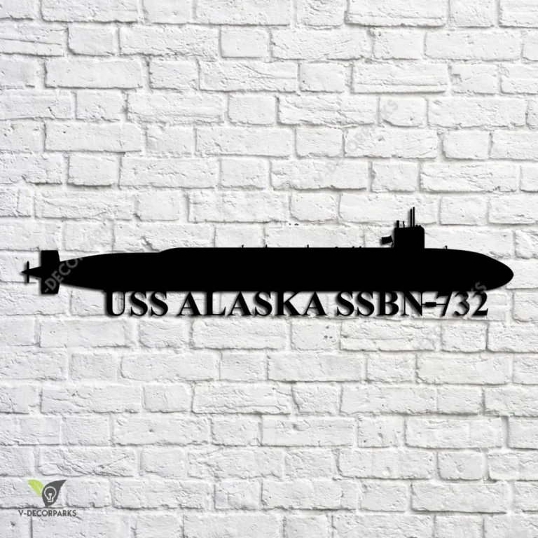 Uss Alaska Ssbn-732 Navy Ship Metal Art, Navy Ships Silhouette Metal Gift For Navy Veteran, Custom Us Navy Ship Metal Sign