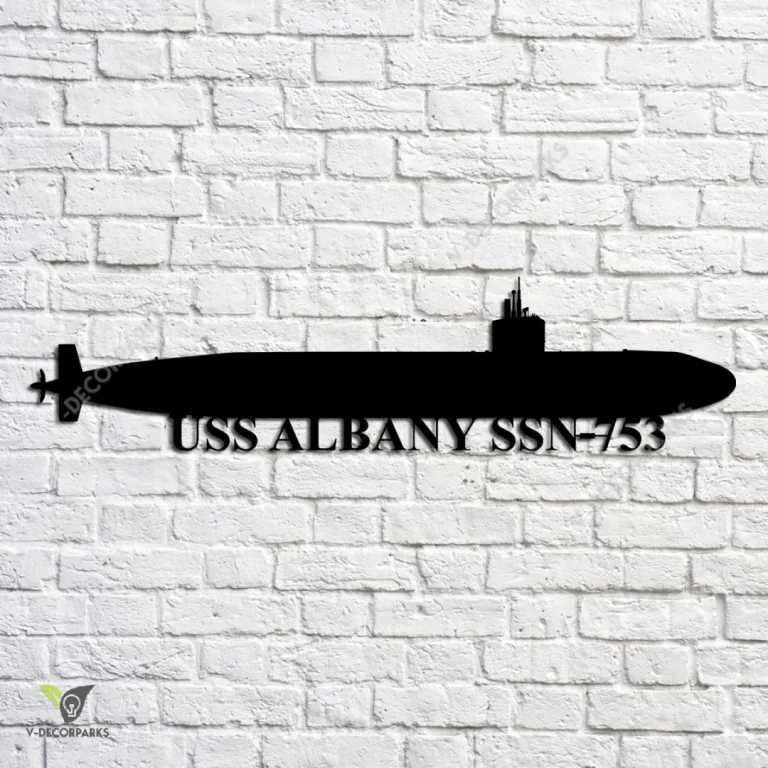 Uss Albany Ssn-753 Navy Ship Metal Art, Navy Ships Silhouette Metal Gift For Navy Veteran, Custom Us Navy Ship Metal Sign