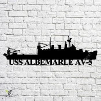 Uss Albemarle Av 5 Navy Ship Metal Art, Navy Ships Silhouette Metal Gift For Navy Veteran, Custom Us Navy Ship Metal Sign