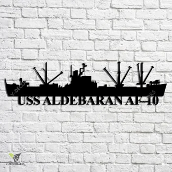 Uss Aldebaran Af-10 Navy Ship Metal Art, Navy Ships Silhouette Metal Gift For Navy Veteran, Custom Us Navy Ship Metal Sign