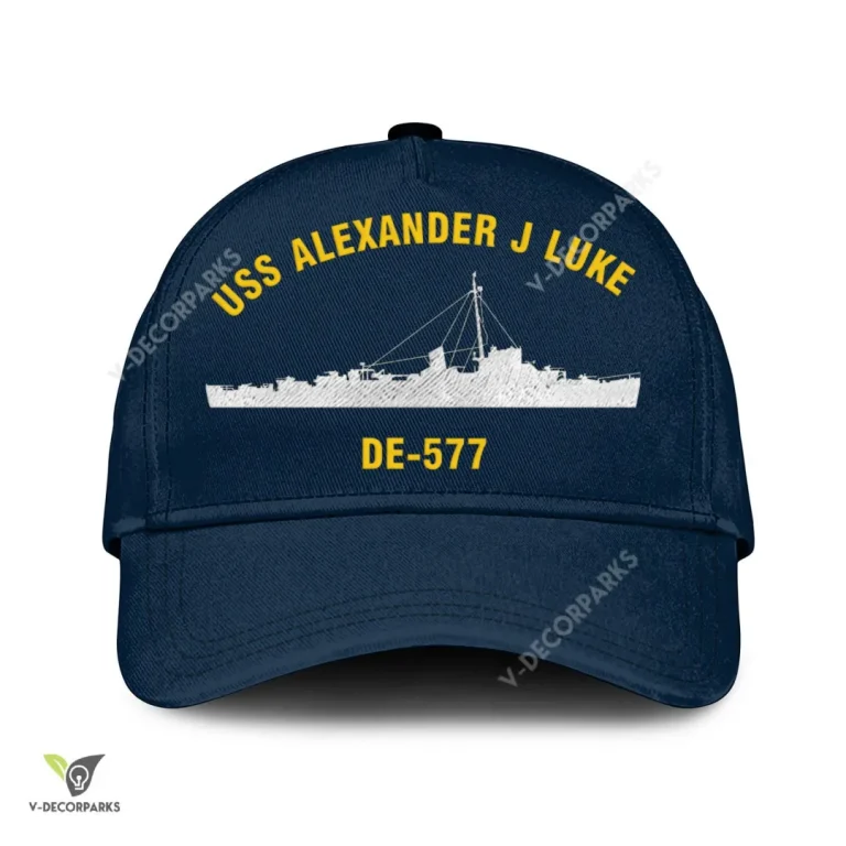 Uss Alexander J Luke De-577 Classic Baseball Cap Gift For Navy Veteran, Custom Print/embroidered Us Navy Ships Classic Cap