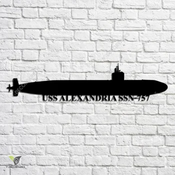 Uss Alexandria Ssn-757 Navy Ship Metal Art, Navy Ships Silhouette Metal Gift For Navy Veteran, Custom Us Navy Ship Metal Sign