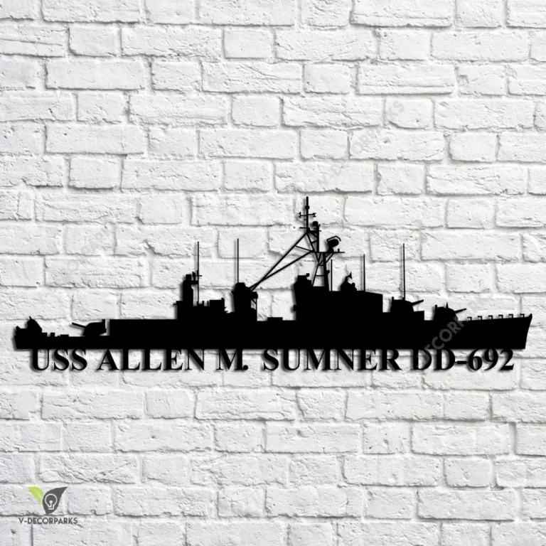 Uss Allen M. Sumner Dd-692 Navy Ship Metal Art, Navy Ships Silhouette Metal Gift For Navy Veteran, Custom Us Navy Ship Metal Sign