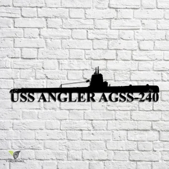 Uss Angler Agss-240 Navy Ship Metal Art, Navy Ships Silhouette Metal Gift For Navy Veteran, Custom Us Navy Ship Metal Sign