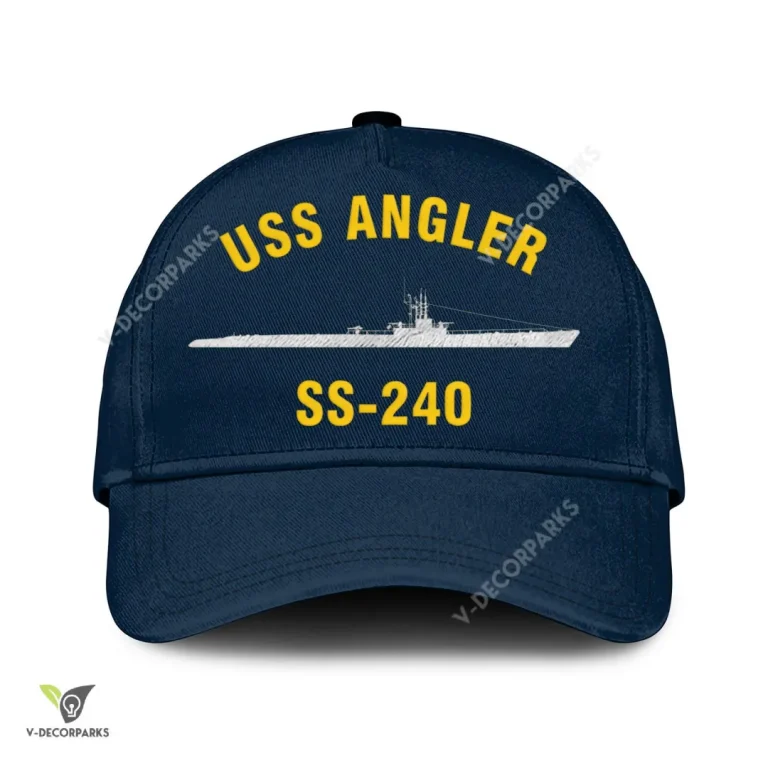 Uss Angler Ss 240 Classic Baseball Cap Gift For Navy Veteran, Custom Print/embroidered Us Navy Ships Classic Cap