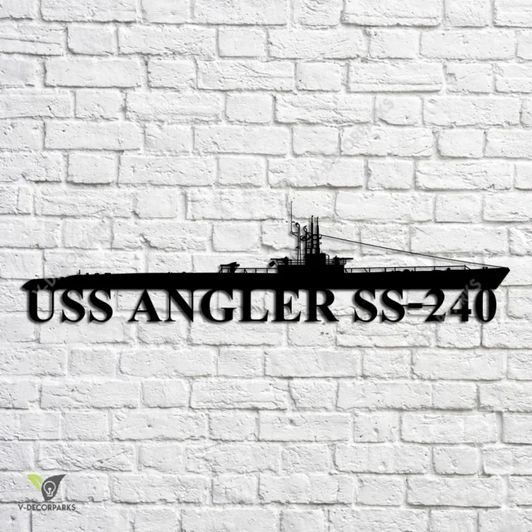 Uss Angler Ss-240 V2 Navy Ship Metal Art, Navy Ships Silhouette Metal Gift For Navy Veteran, Custom Us Navy Ship Metal Sign