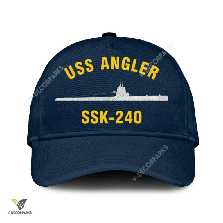 Uss Angler Ssk-240 Classic Baseball Cap Gift For Navy Veteran, Custom Print/embroidered Us Navy Ships Classic Cap