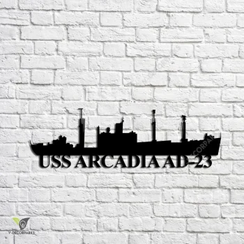 Uss Arcadia Ad-23 Navy Ship Metal Art, Navy Ships Silhouette Metal Gift For Navy Veteran, Custom Us Navy Ship Metal Sign