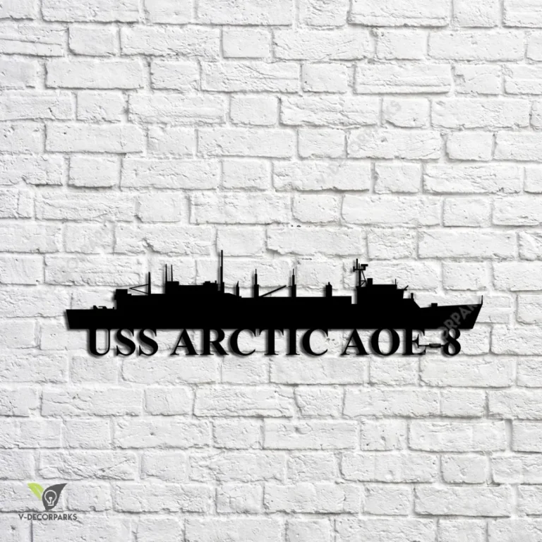 Uss Arctic Aoe-8 Navy Ship Metal Art, Navy Ships Silhouette Metal Gift For Navy Veteran, Custom Us Navy Ship Metal Sign