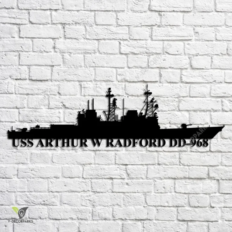 Uss Arthur W Radford Dd-968 Navy Ship Metal Art, Navy Ships Silhouette Metal Gift For Navy Veteran, Custom Us Navy Ship Metal Sign