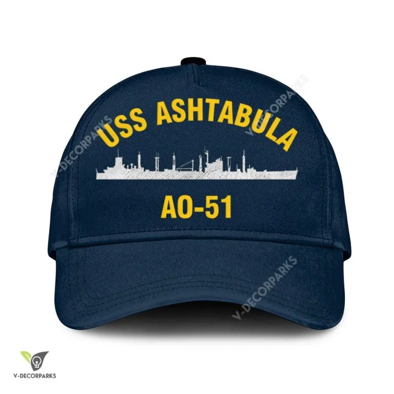Uss Ashtabula Ao-51 Classic Baseball Cap Gift For Navy Veteran, Custom Print/embroidered Us Navy Ships Classic Cap