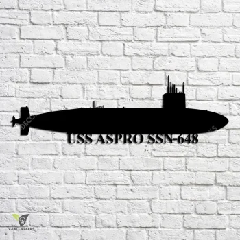 Uss Aspro Ssn-648 Navy Ship Metal Art, Navy Ships Silhouette Metal Gift For Navy Veteran, Custom Us Navy Ship Metal Sign