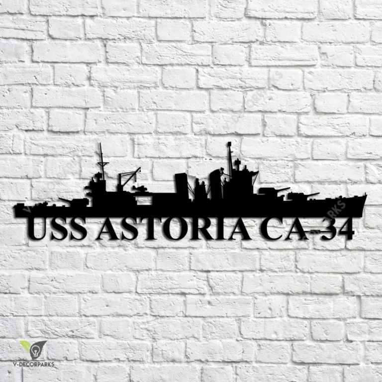 Uss Astoria Ca 34 Navy Ship Metal Art, Navy Ships Silhouette Metal Gift For Navy Veteran, Custom Us Navy Ship Metal Sign