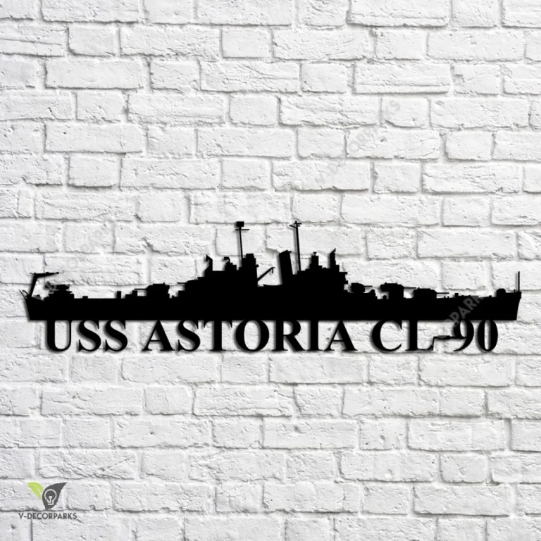 Uss Astoria Cl-90 Navy Ship Metal Art, Navy Ships Silhouette Metal Gift For Navy Veteran, Custom Us Navy Ship Metal Sign