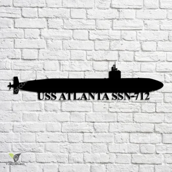 Uss Atlanta Ssn-712 Navy Ship Metal Art, Navy Ships Silhouette Metal Gift For Navy Veteran, Custom Us Navy Ship Metal Sign