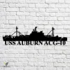 Uss Auburn Acg-10 Navy Ship Metal Art, Navy Ships Silhouette Metal Gift For Navy Veteran, Custom Us Navy Ship Metal Sign