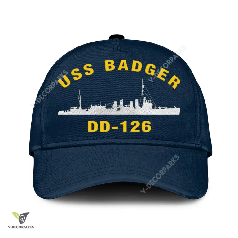 Uss Badger Dd-126 Classic Baseball Cap Gift For Navy Veteran, Custom Print/embroidered Us Navy Ships Classic Cap