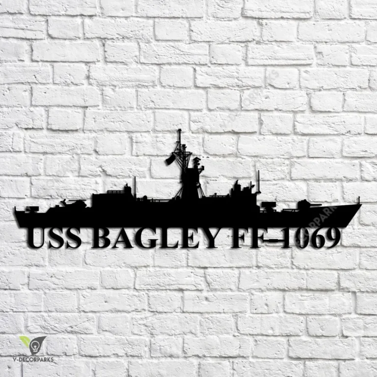 Uss Bagley Ff-1069 Navy Ship Metal Art, Navy Ships Silhouette Metal Gift For Navy Veteran, Custom Us Navy Ship Metal Sign