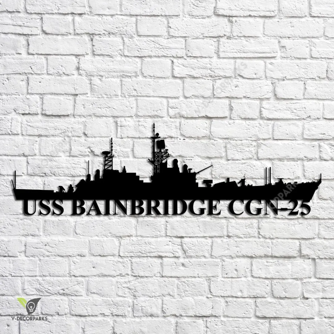 USS-Bainbridge-CGN-25_metalmu.webp Uss Bainbridge Cgn-25 Navy Ship Metal Art, Navy Ships Silhouette Metal Gift For Navy Veteran, Custom Us Navy Ship Metal Sign