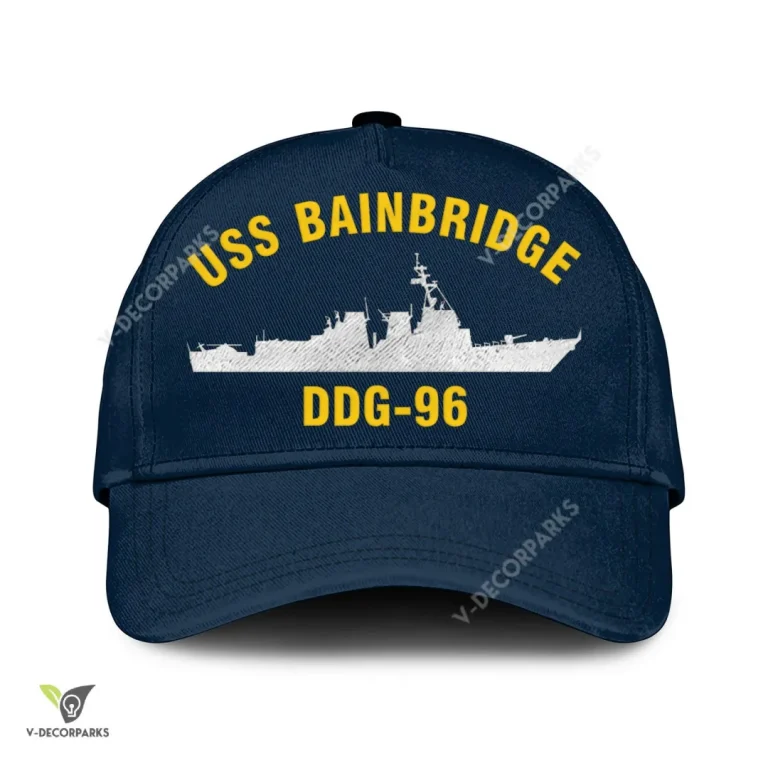 Uss Bainbridge Ddg-96 Classic Baseball Cap Gift For Navy Veteran, Custom Print/embroidered Us Navy Ships Classic Cap