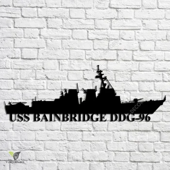 Uss Bainbridge Ddg-96 Navy Ship Metal Art, Navy Ships Silhouette Metal Gift For Navy Veteran, Custom Us Navy Ship Metal Sign