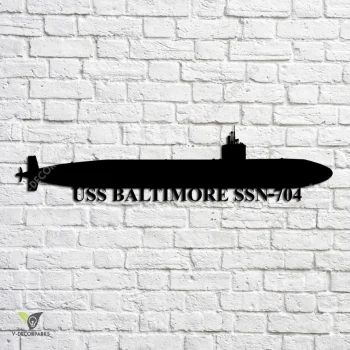 Uss Baltimore Ssn-704 Navy Ship Metal Art, Navy Ships Silhouette Metal Gift For Navy Veteran, Custom Us Navy Ship Metal Sign