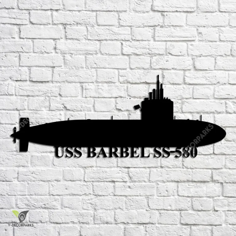 Uss Barbel Ss-580 Navy Ship Metal Art, Navy Ships Silhouette Metal Gift For Navy Veteran, Custom Us Navy Ship Metal Sign