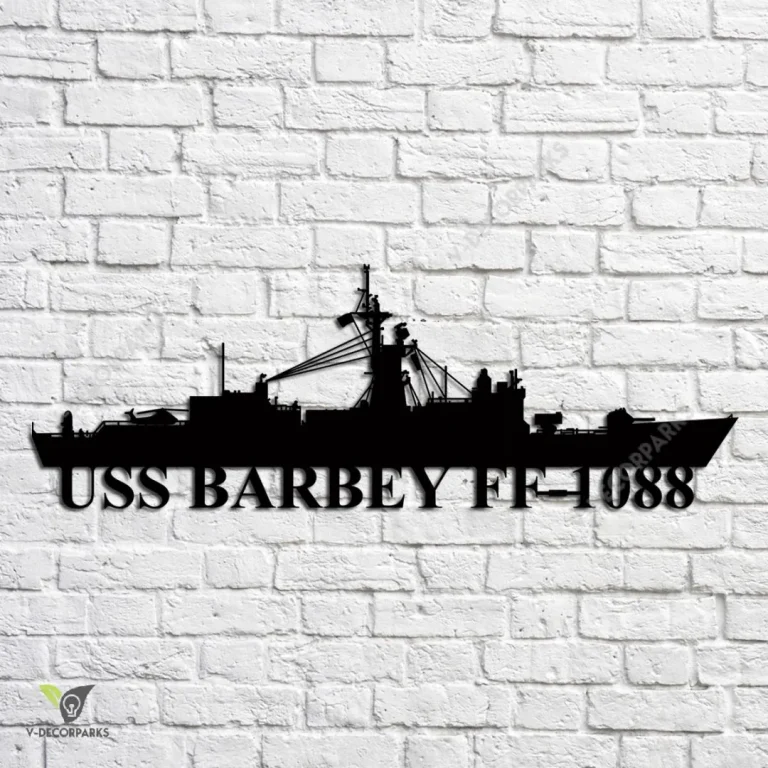 Uss Barbey Ff-1088 Navy Ship Metal Art, Navy Ships Silhouette Metal Gift For Navy Veteran, Custom Us Navy Ship Metal Sign