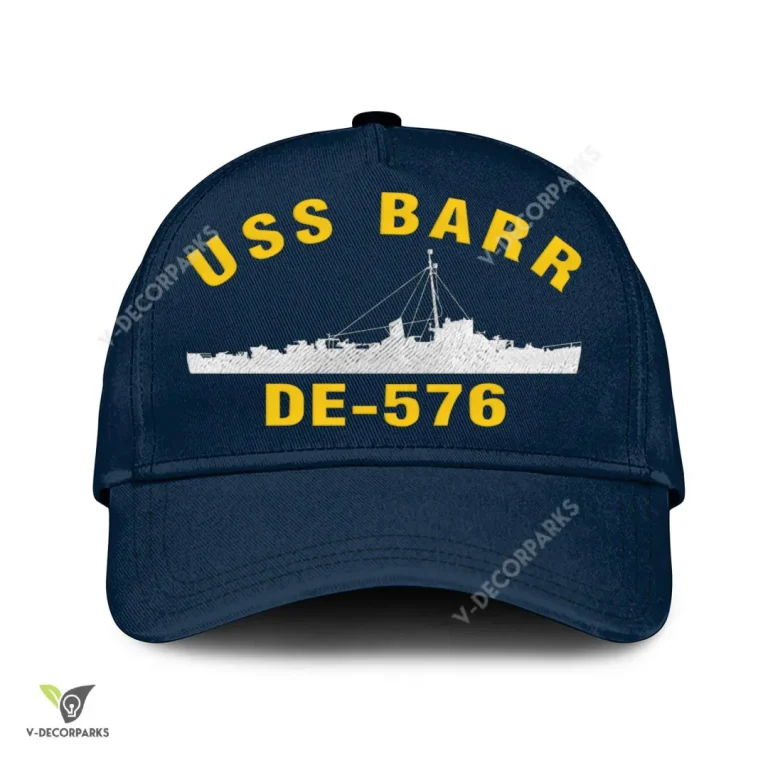 Uss Barr De-576 Classic Baseball Cap Gift For Navy Veteran, Custom Print/embroidered Us Navy Ships Classic Cap