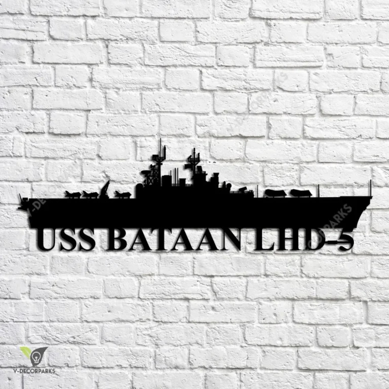 Uss Bataan Lhd-5 Navy Ship Metal Art, Navy Ships Silhouette Metal Gift For Navy Veteran, Custom Us Navy Ship Metal Sign