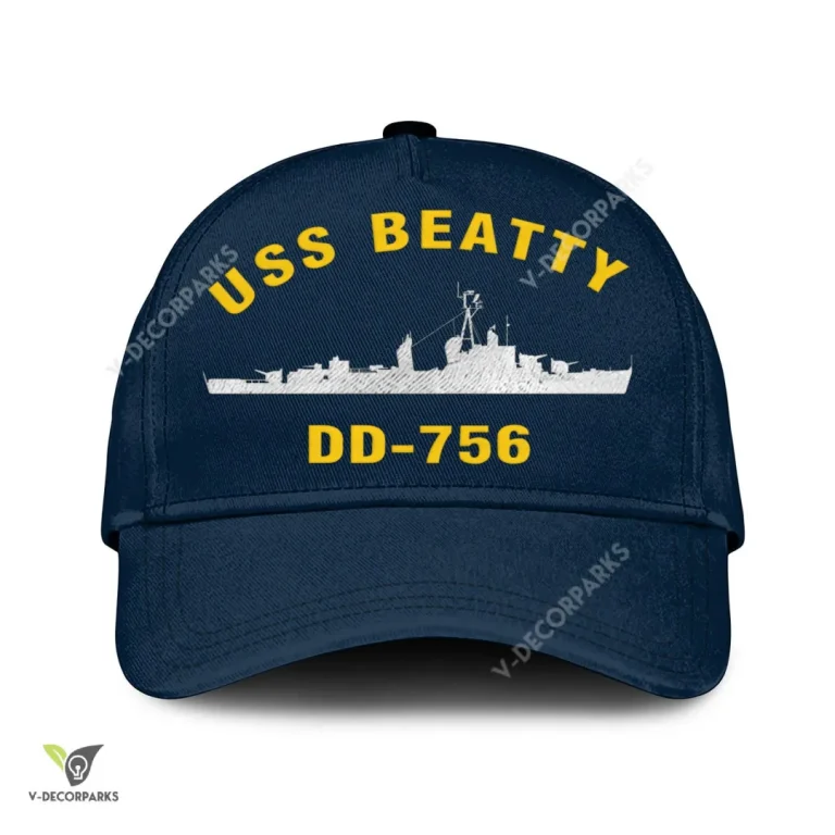 Uss Beatty Dd-756 Classic Baseball Cap Gift For Navy Veteran, Custom Print/embroidered Us Navy Ships Classic Cap