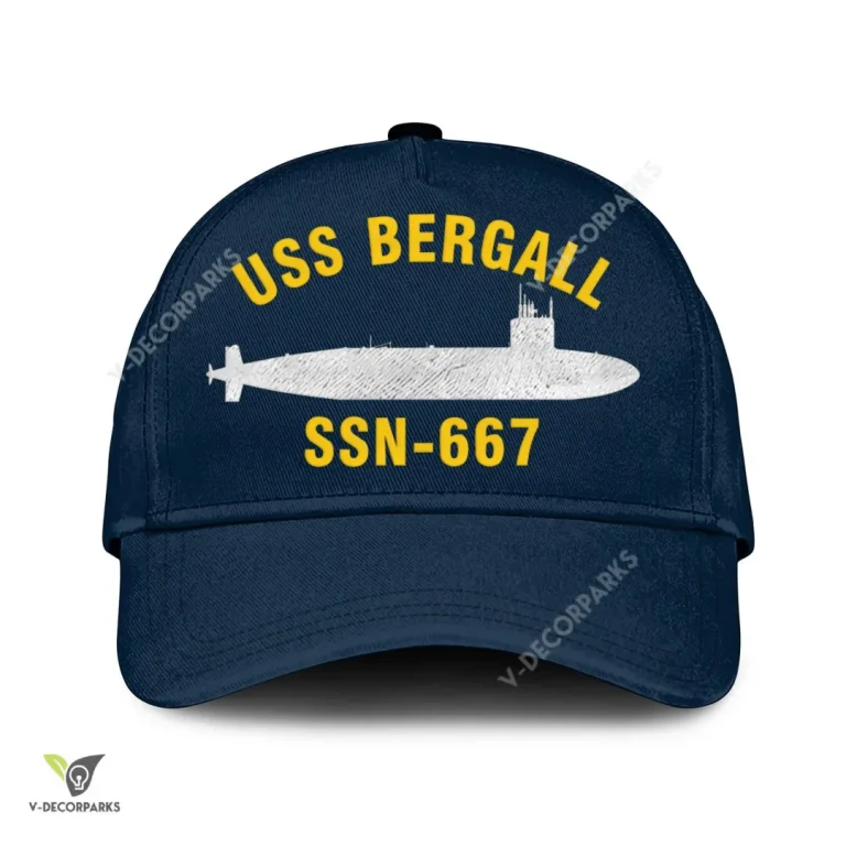 Uss Bergall Ssn-667 V2 Classic Baseball Cap Gift For Navy Veteran, Custom Print/embroidered Us Navy Ships Classic Cap