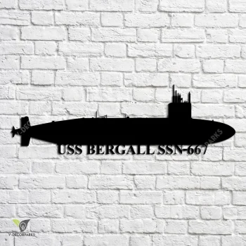 Uss Bergall Ssn-667 V2 Navy Ship Metal Art, Navy Ships Silhouette Metal Gift For Navy Veteran, Custom Us Navy Ship Metal Sign