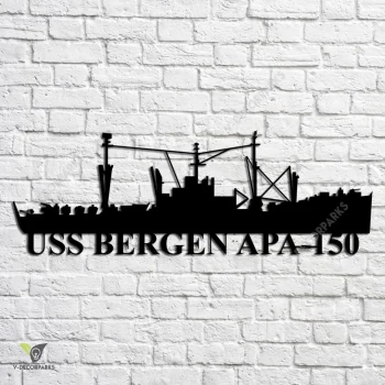 Uss Bergen Apa 150 Navy Ship Metal Art, Navy Ships Silhouette Metal Gift For Navy Veteran, Custom Us Navy Ship Metal Sign