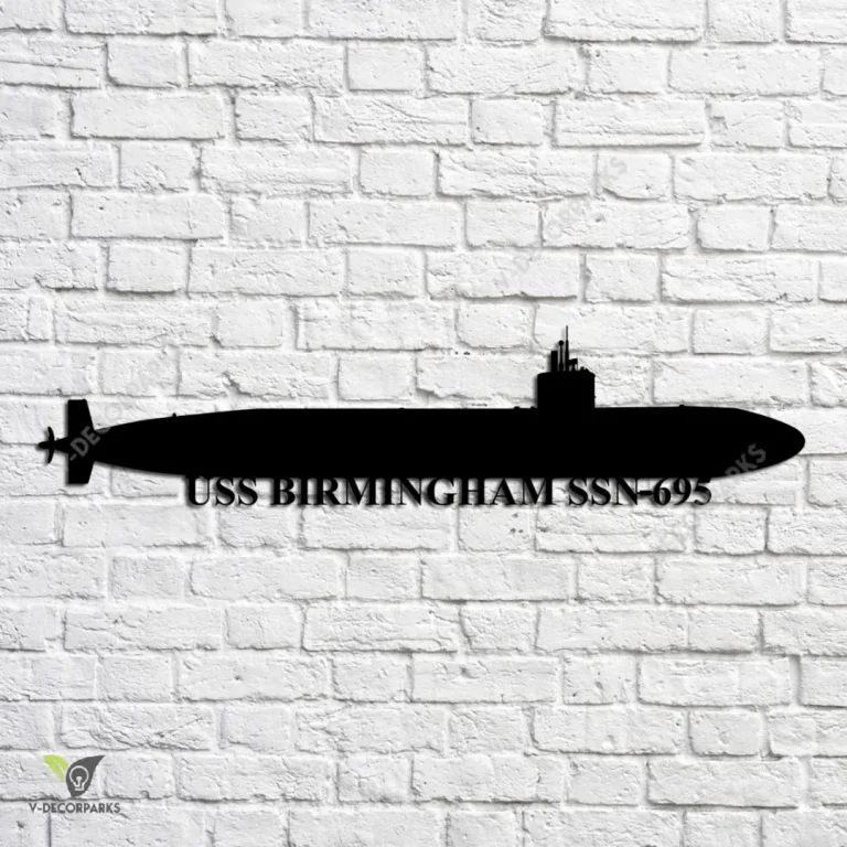 Uss Birmingham Ssn-695 Navy Ship Metal Art, Navy Ships Silhouette Metal Gift For Navy Veteran, Custom Us Navy Ship Metal Sign