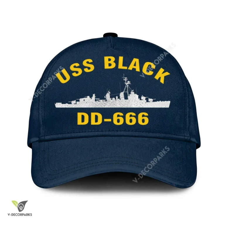 Uss Black Dd-666 Classic Baseball Cap Gift For Navy Veteran, Custom Print/embroidered Us Navy Ships Classic Cap