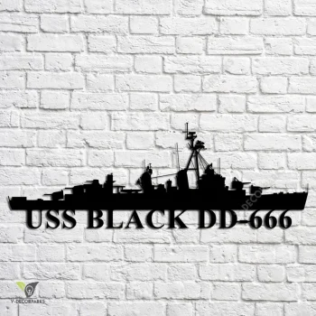 Uss Black Dd-666 Navy Ship Metal Art, Navy Ships Silhouette Metal Gift For Navy Veteran, Custom Us Navy Ship Metal Sign