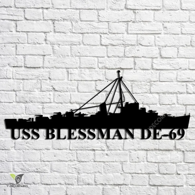 Uss Blessman De-69 Navy Ship Metal Art, Navy Ships Silhouette Metal Gift For Navy Veteran, Custom Us Navy Ship Metal Sign