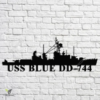 Uss Blue Dd-744 Navy Ship Metal Art, Navy Ships Silhouette Metal Gift For Navy Veteran, Custom Us Navy Ship Metal Sign