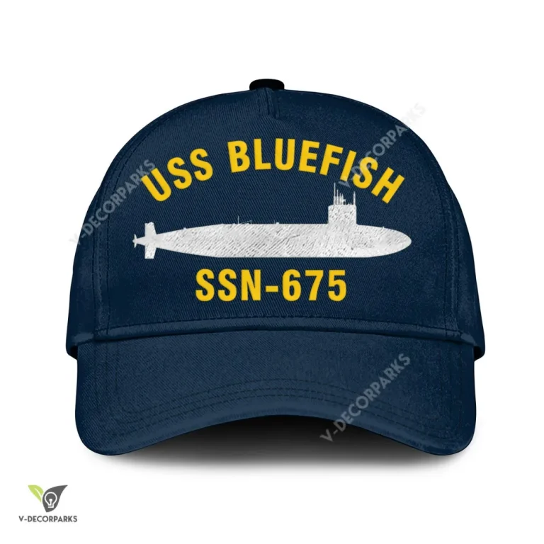 Uss Bluefish Ssn-675 Classic Baseball Cap Gift For Navy Veteran, Custom Print/embroidered Us Navy Ships Classic Cap