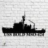 Uss Bold Mso-424 Navy Ship Metal Art, Navy Ships Silhouette Metal Gift For Navy Veteran, Custom Us Navy Ship Metal Sign