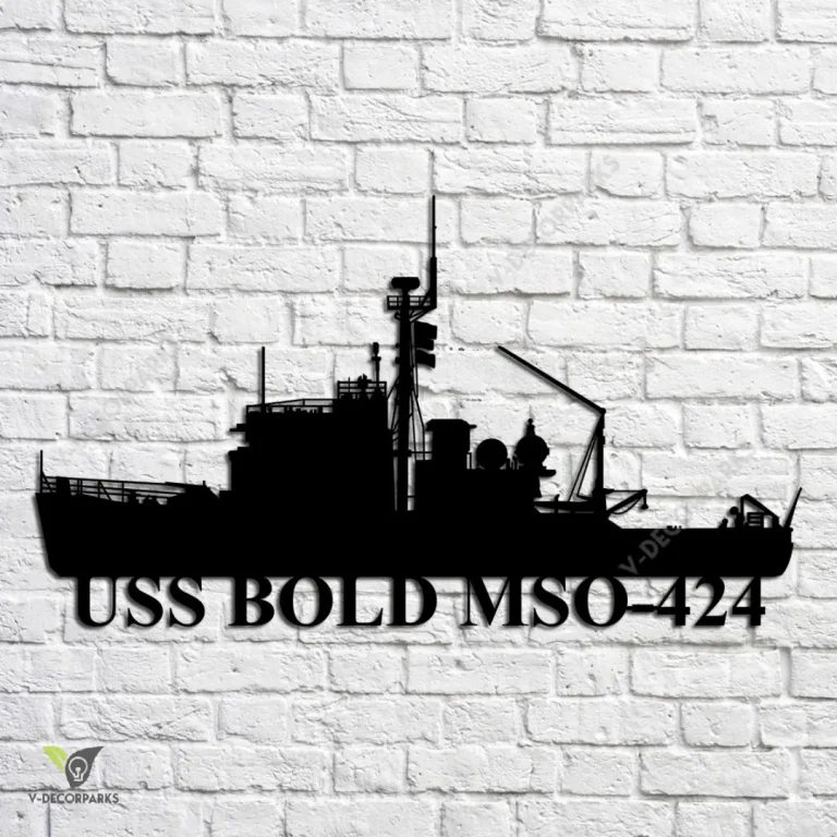 Uss Bold Mso-424 Navy Ship Metal Art, Navy Ships Silhouette Metal Gift For Navy Veteran, Custom Us Navy Ship Metal Sign