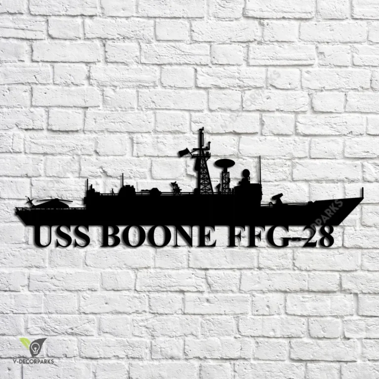 Uss Boone Ffg-28 Navy Ship Metal Art, Navy Ships Silhouette Metal Gift For Navy Veteran, Custom Us Navy Ship Metal Sign