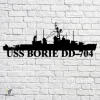 Uss Borie Dd-704 Navy Ship Metal Art, Navy Ships Silhouette Metal Gift For Navy Veteran, Custom Us Navy Ship Metal Sign