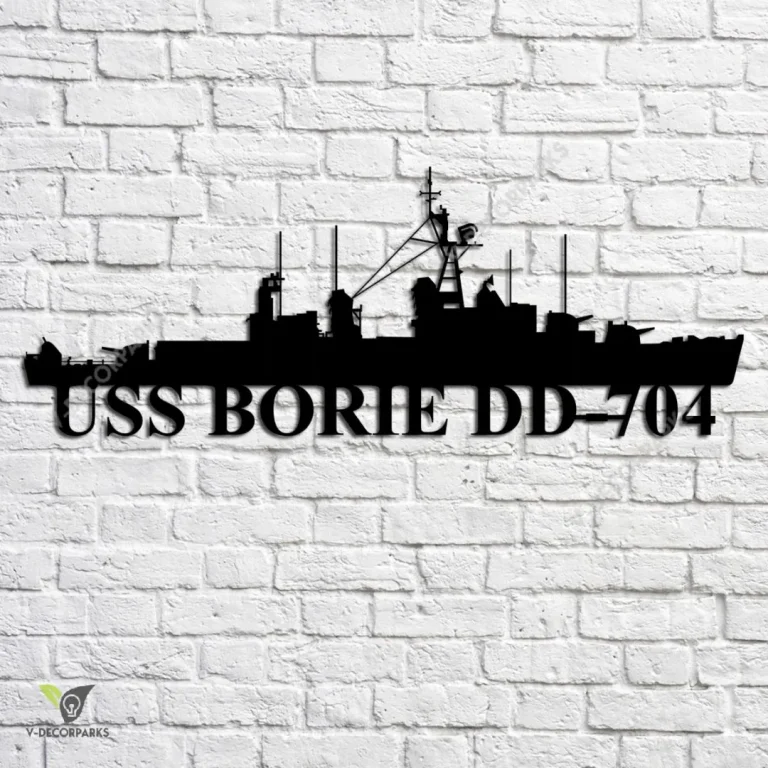 Uss Borie Dd-704 Navy Ship Metal Art, Navy Ships Silhouette Metal Gift For Navy Veteran, Custom Us Navy Ship Metal Sign