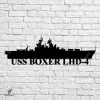 Uss Boxer Lhd-4 Navy Ship Metal Art, Navy Ships Silhouette Metal Gift For Navy Veteran, Custom Us Navy Ship Metal Sign