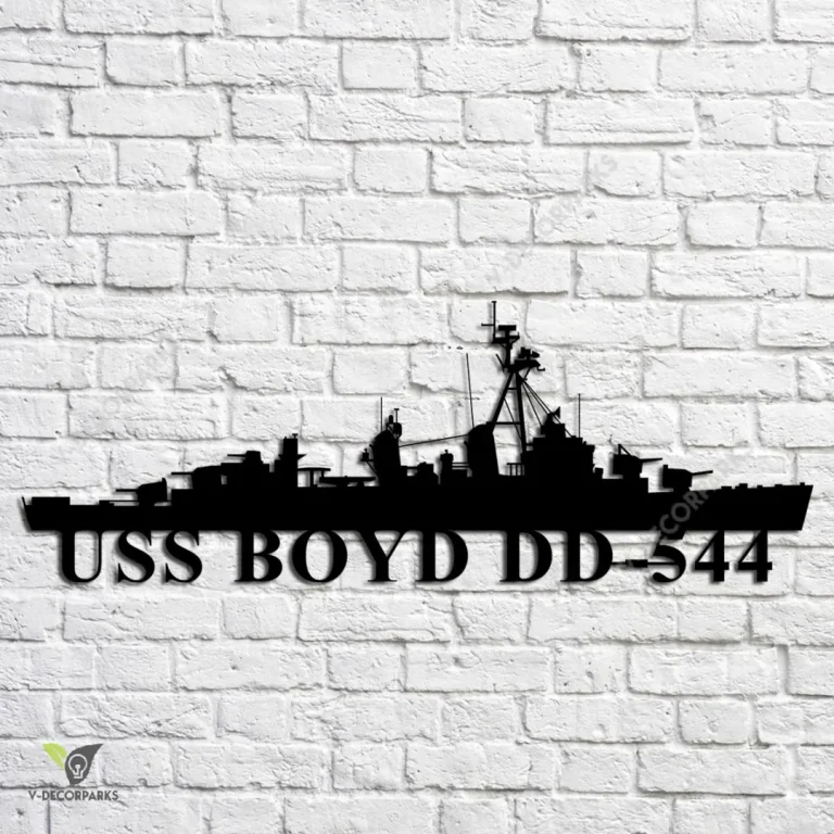 Uss Boyd Dd-544 Navy Ship Metal Art, Navy Ships Silhouette Metal Gift For Navy Veteran, Custom Us Navy Ship Metal Sign