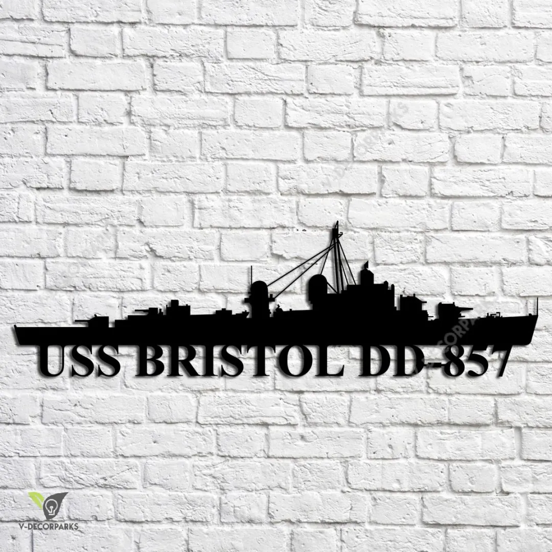 USS-Bristol-DD-857_metalmu.webp Uss Bristol Dd-857 Navy Ship Metal Art, Navy Ships Silhouette Metal Gift For Navy Veteran, Custom Us Navy Ship Metal Sign
