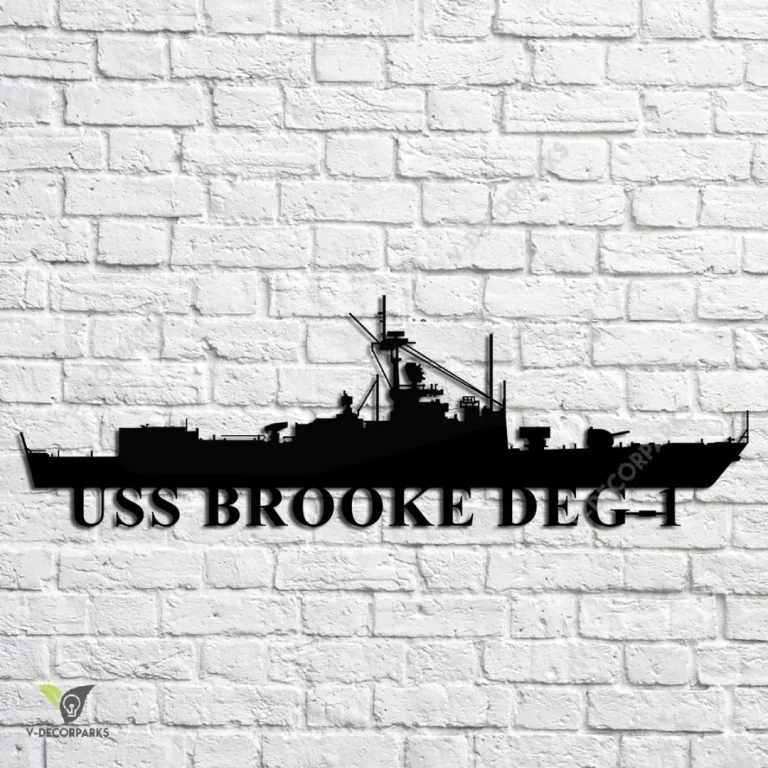 Uss Brooke Deg-1 Navy Ship Metal Art, Navy Ships Silhouette Metal Gift For Navy Veteran, Custom Us Navy Ship Metal Sign