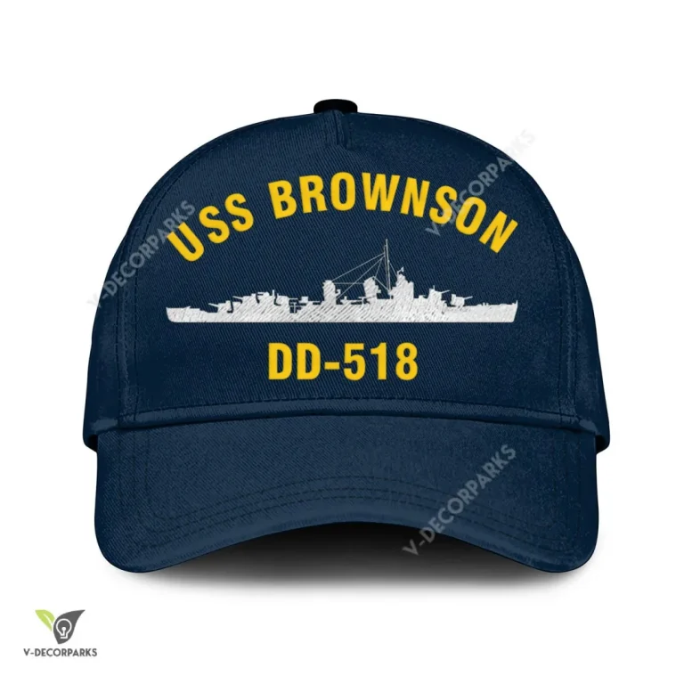 Uss Brownson Dd-518 Classic Baseball Cap Gift For Navy Veteran, Custom Print/embroidered Us Navy Ships Classic Cap